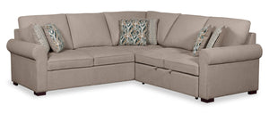 Haven 2-Piece Right-Facing Chenille Sectional with Sleeper Sofa - Taupe