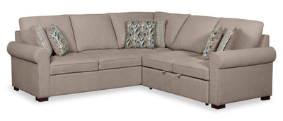 Scott Living Haven 2-Piece Right-Facing Chenille Fabric Sleeper Sectional - Taupe | Sofa-lit sectionnel de droite Haven de Scott Living 2 pièces en tissu de chenille - taupe