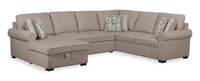 Haven 3-Piece Chenille Left-Facing Sleeper Sectional - Taupe 