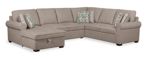 Haven 3-Piece Chenille Left-Facing Sleeper Sectional - Taupe