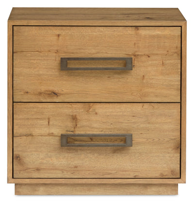 Scott Living Henri Bedside 2-Drawer Nightstand with USB Ports, 26"W x 26"H, Wood - Brown | Table de nuit Henri de Scott Living de 26 po (L) x 26 po (H) en bois à 2 tiroirs avec ports USB - brune