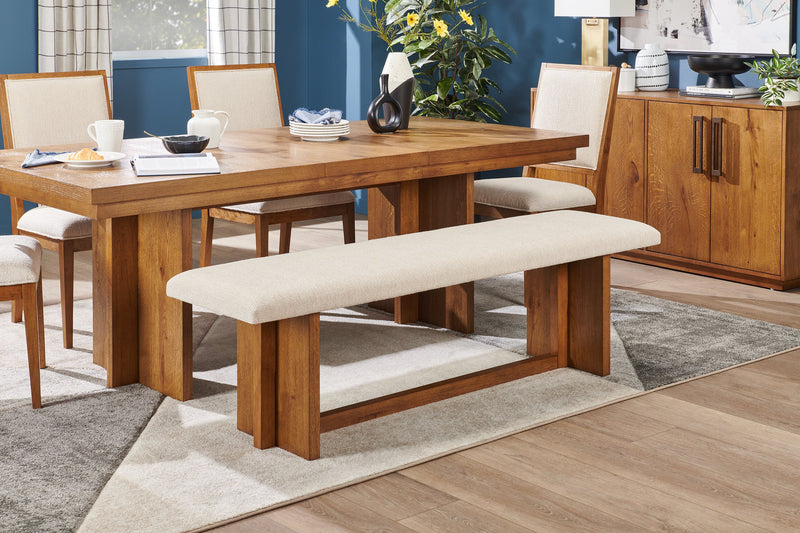 Scott Living Henri Dining Bench with Polyester Fabric, Wood, 68\"W - Brown