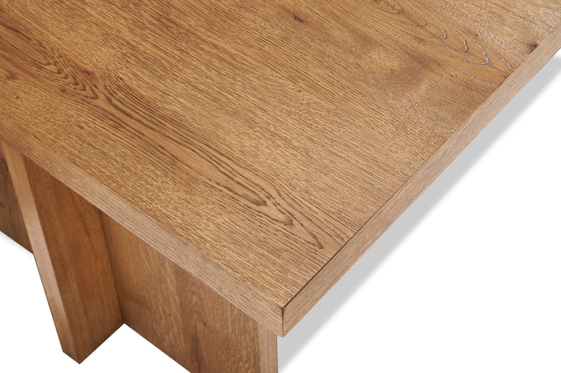 Scott Living Henri Dining Table with 66-84\"W Extension, Wood, Trestle Base - Brown