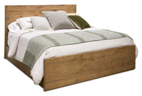 Scott Living Henri Panel Bed with Headboard & Frame, Wood, Brown - King Size