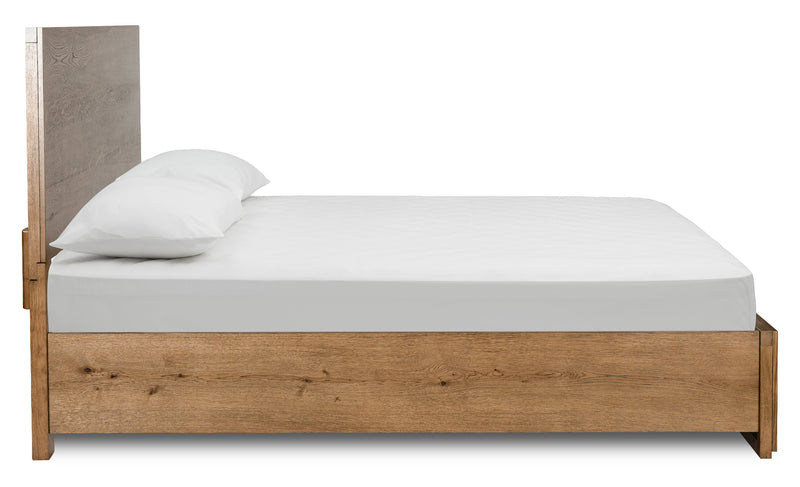 Scott Living Henri Panel Bed with Headboard & Frame, Wood, Brown - King Size