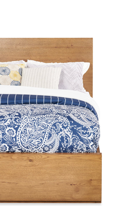 Scott Living Henri Panel Bed with Headboard & Frame, Wood, Brown - Queen Size