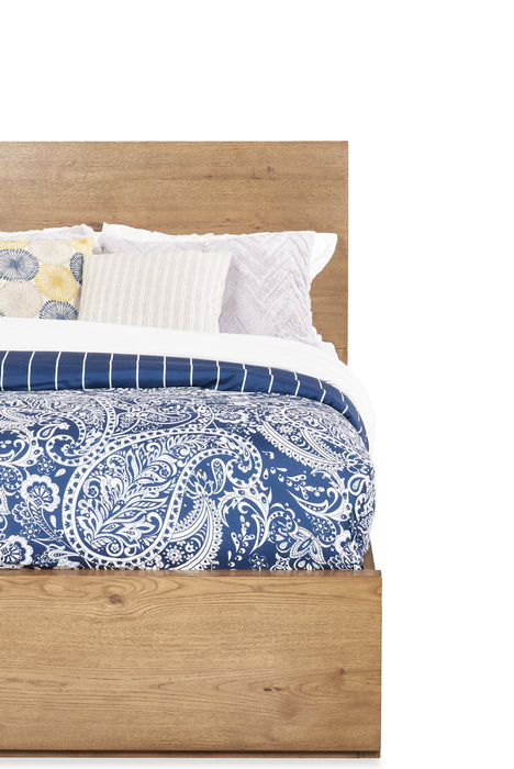 Scott Living Henri Panel Bed with Headboard & Frame, Wood, Brown - King Size