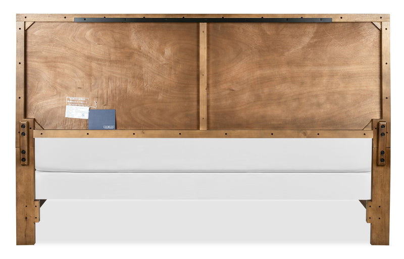 Scott Living Henri Panel Bed with Headboard & Frame, Wood, Brown - Queen Size