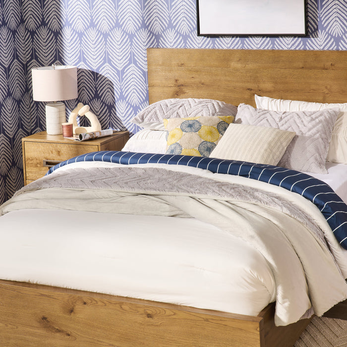 Scott Living Henri Panel Bed with Headboard & Frame, Wood, Brown - King Size