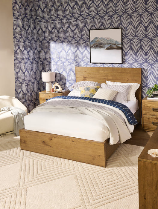 Scott Living Henri Panel Bed with Headboard & Frame, Wood, Brown - King Size