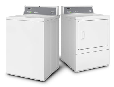 Huebsch 3.19 Cu. Ft. Commercial Prep for Card Top-Load Washer and 7 Cu. Ft. Electric Dryer - White | Laveuse commerciale à chargement par le haut de 3,19 pi3 avec compatibilité avec les cartes et sécheuse électrique de 7 pi3 de Huebsch - blanches