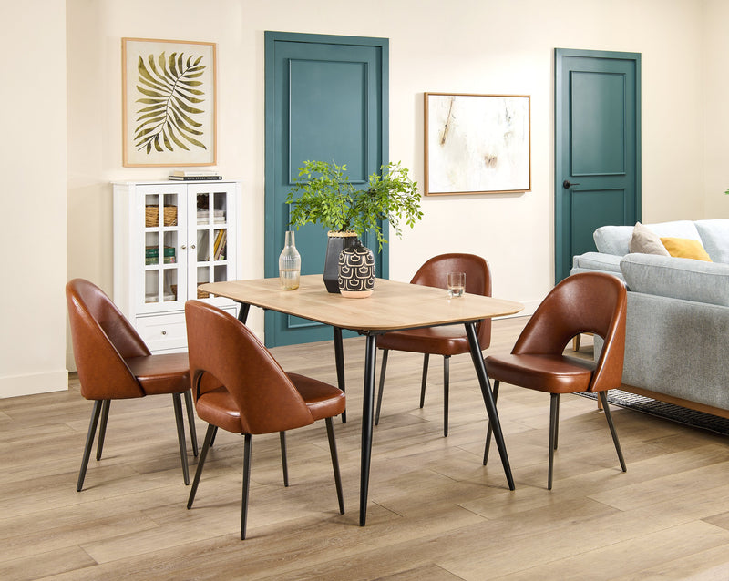 Joss Dining Table with 65-83\"W Butterfly Extension, Metal - Natural