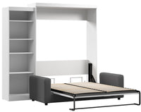 Bestar Pur Queen 5-Shelf Murphy Bed with Sofa - White