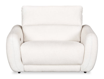 Cindy Crawford Home Kailyn 54" Fabric Power Reclining Chair with Power Headrest - Beige  | Fauteuil à inclinaison électrique Kailyn de Cindy Crawford Home de 54 po en tissu avec appuie-tête électrique - beige