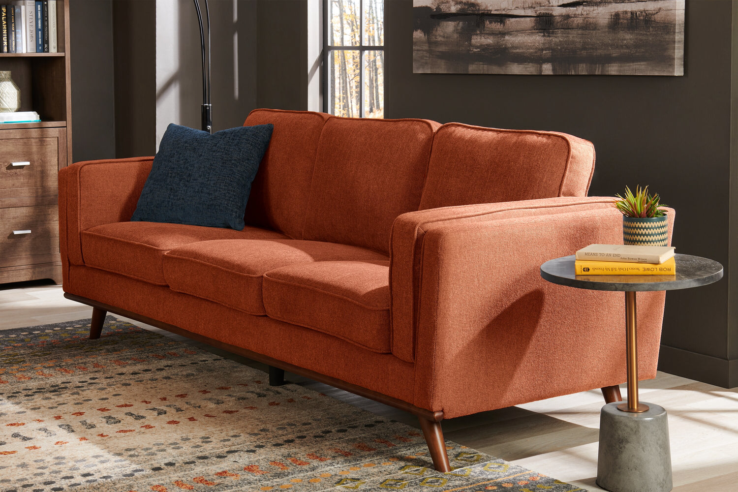 Orange brown sofa discount