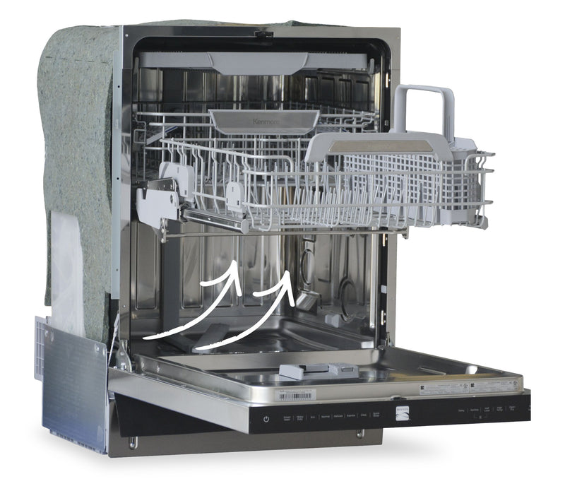 Kenmore 24” 45 dBA Front-Control Built-In Dishwasher with EASYREACH™ Lift – Stainless Steel - KKDW3RPHLIFT-45SS