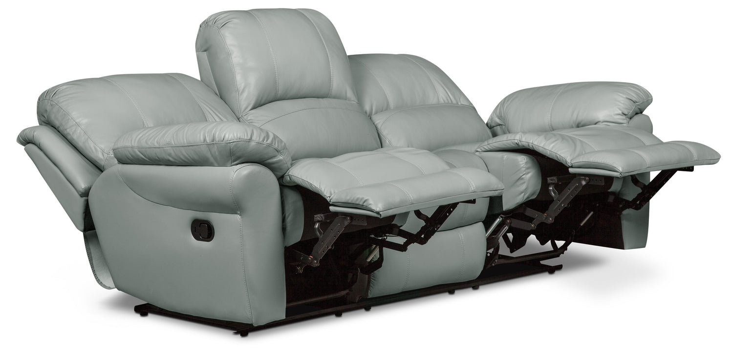 Kobe 87.4 Blue Genuine Leather Reclining Sofa The Brick