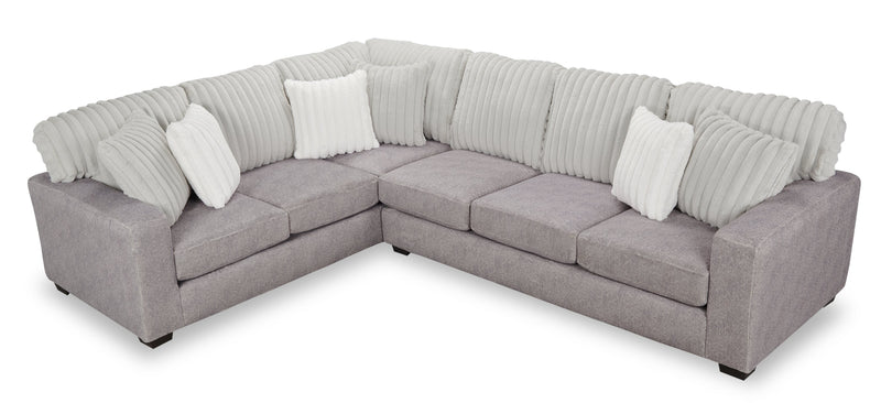 Made in Canada Koda 2-Piece Left-Facing Chenille Fabric Sectional with Reversible Cushions - Plush Paloma Grey