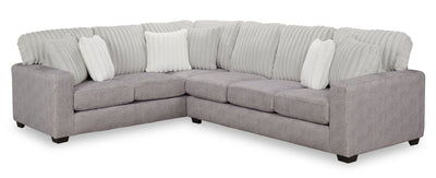 Made in Canada Koda 2-Piece Left-Facing Chenille Fabric Sectional with Reversible Cushions - Plush Paloma Grey | Sofa sectionnel de gauche Koda 2 pièces fabriqué au Canada en tissu de chenille avec coussins réversibles - gris Paloma luxueux