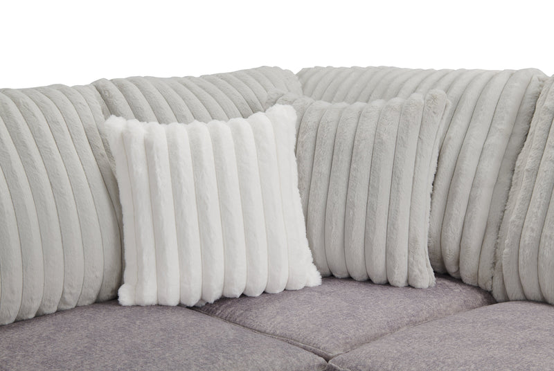 Made in Canada Koda 2-Piece Left-Facing Chenille Fabric Sectional with Reversible Cushions - Plush Paloma Grey
