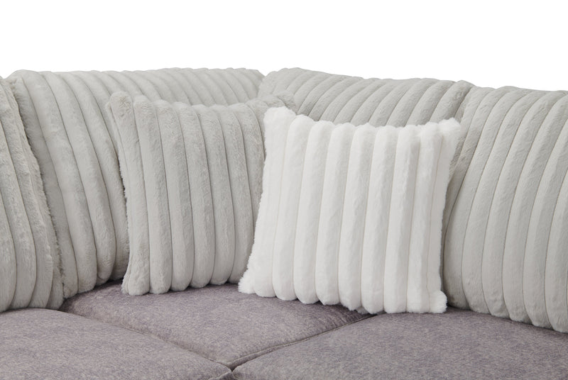 Made in Canada Koda 2-Piece Left-Facing Chenille Fabric Sectional with Reversible Cushions - Plush Paloma Grey