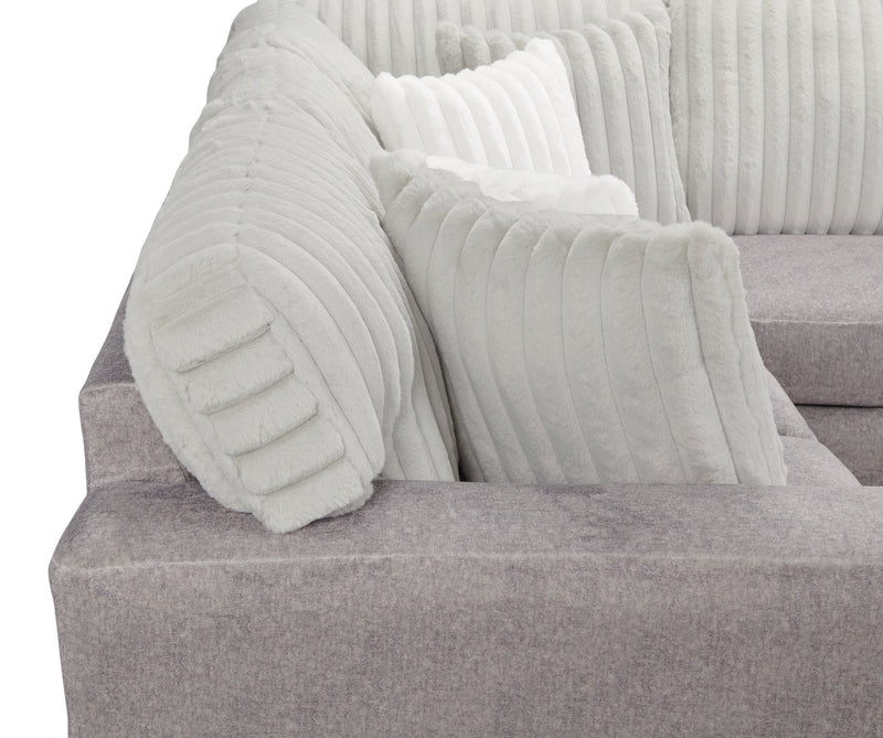 Made in Canada Koda 2-Piece Left-Facing Chenille Fabric Sectional with Reversible Cushions - Plush Paloma Grey