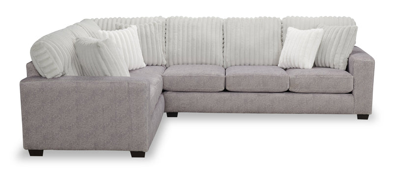 Made in Canada Koda 2-Piece Left-Facing Chenille Fabric Sectional with Reversible Cushions - Plush Paloma Grey
