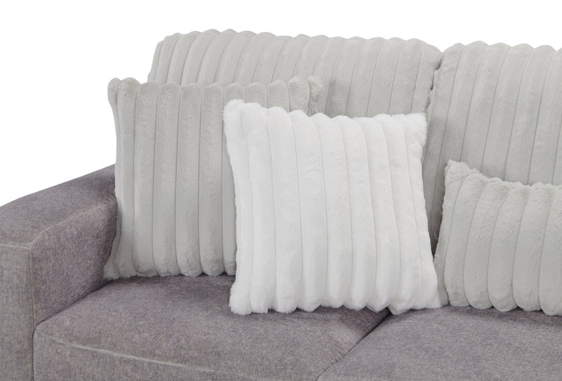 Made in Canada Koda 2-Piece Right-Facing Chenille Fabric Sectional with Reversible Cushions - Plush Paloma Grey