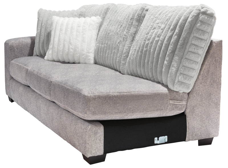 Made in Canada Koda 2-Piece Right-Facing Chenille Fabric Sectional with Reversible Cushions - Plush Paloma Grey