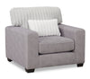Made in Canada Koda 41\" Chenille and Faux Fur Fabric Chair with Removable Cushions - Plush Paloma Grey