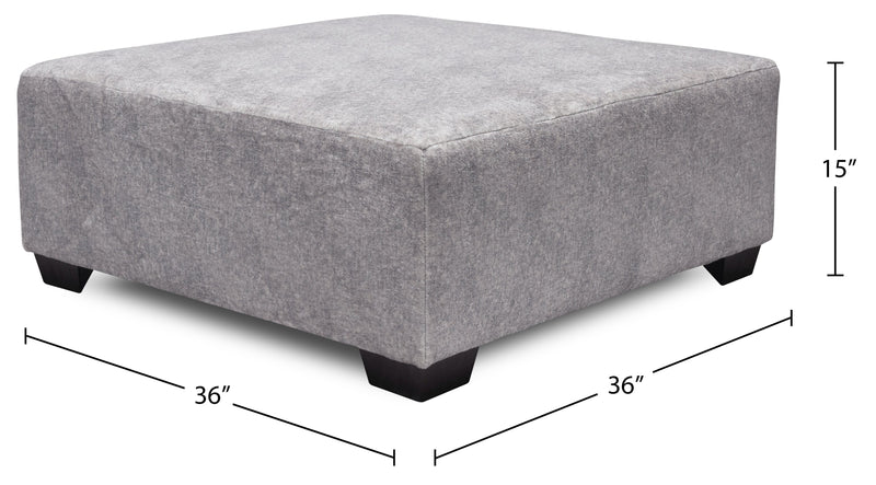 Made in Canada Koda 36\" Chenille Fabric Ottoman - Plush Paloma Grey