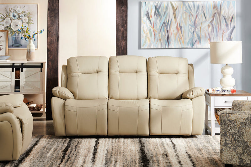 Kora 83" Beige Genuine Leather Power Reclining Sofa with USB Ports