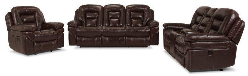 Leo 41\" Genuine Leather Fabric Power Reclining Chair - Walnut Brown
