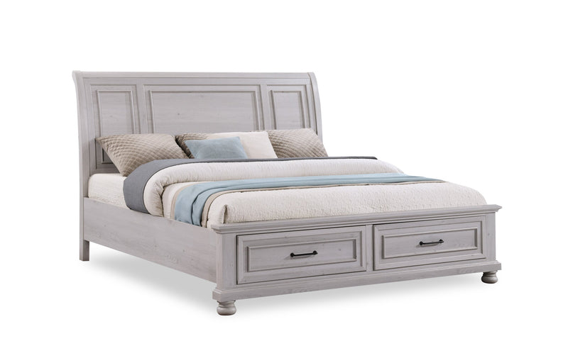 Kylie 6pc Bedroom Set with Storage Bed, Dresser, Mirror & Nightstand, Sand - King Size