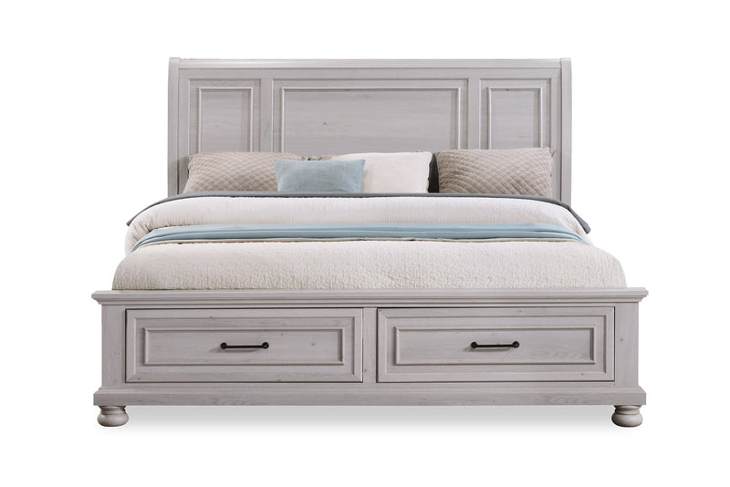 Kylie 6pc Bedroom Set with Storage Bed, Dresser, Mirror & Nightstand, Sand - King Size