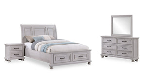 Kylie 6pc Bedroom Set with Storage Bed, Dresser, Mirror & Nightstand, Grey - Queen Size