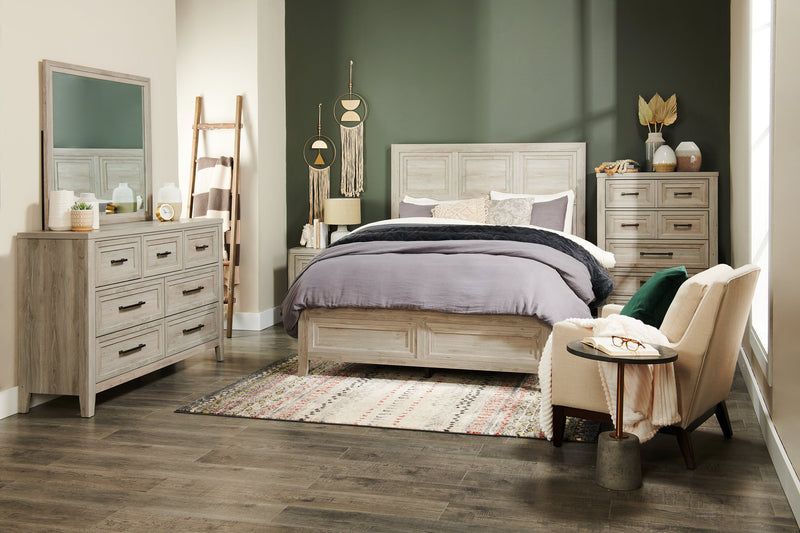 Lara Panel Bed with Headboard & Frame, Antique Grey - Queen Size