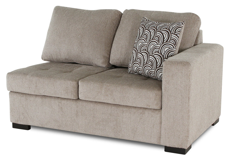 Made in Canada Legend 2-Piece Left-Facing Chenille Fabric Cuddler Sectional - Platinum Beige