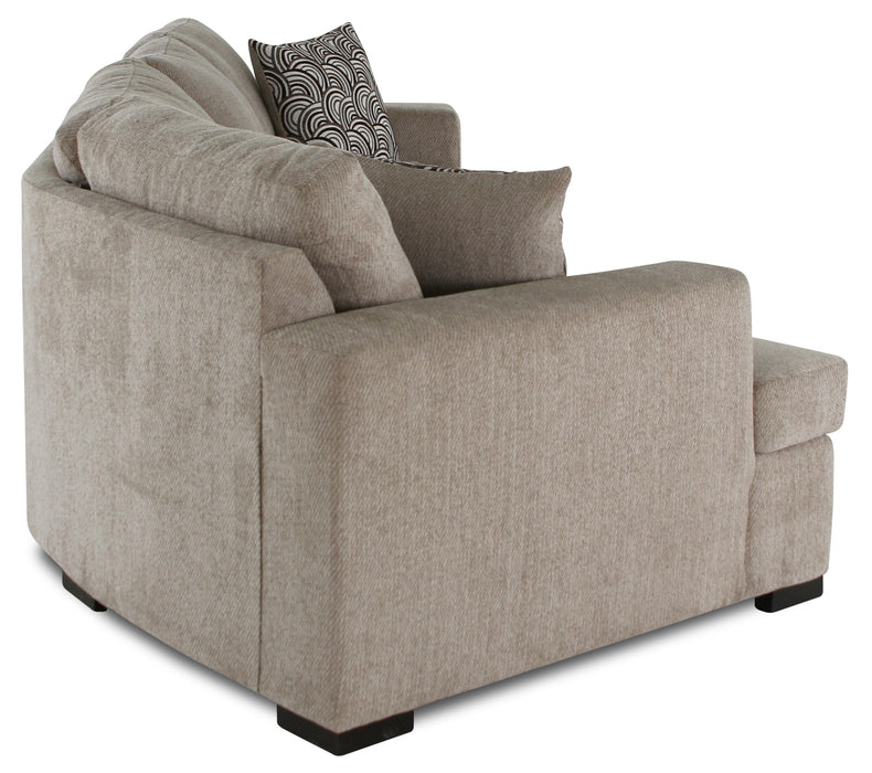 Made in Canada Legend 2-Piece Left-Facing Chenille Fabric Cuddler Sectional - Platinum Beige