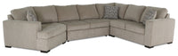 Made in Canada Legend 3-Piece Left-Facing Chenille Fabric Cuddler Sleeper Sectional - Platinum Beige 
