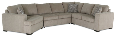 Made in Canada Legend 3-Piece Left-Facing Chenille Fabric Cuddler Sleeper Sectional - Platinum Beige | Sofa-lit sectionnel de gauche Legend 3 pièces fabriqué au Canada en tissu de chenille avec fauteuil enveloppant - beige platine