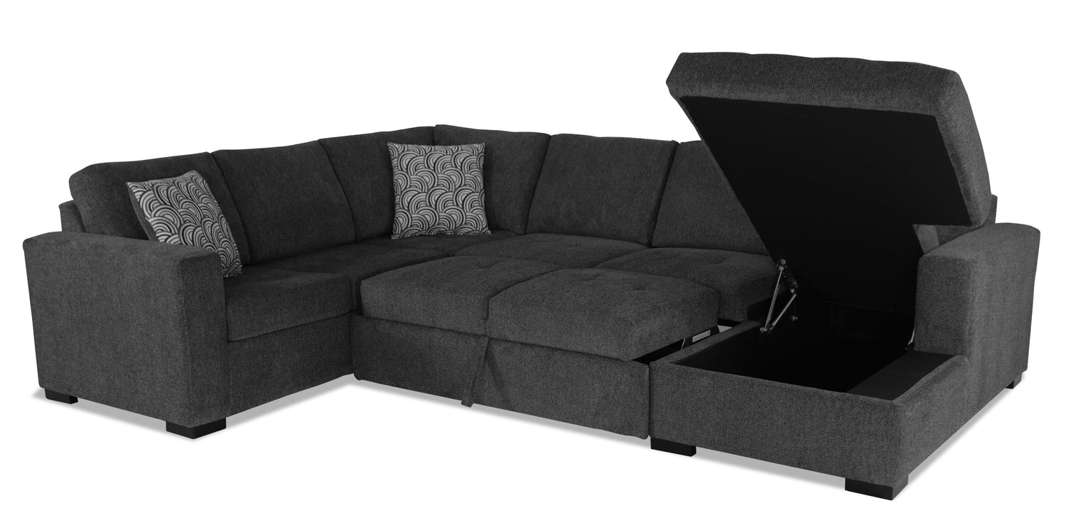 THREE CORNERED~THE BRICK’S TONE BEST Made in Canada Luxe 3-Piece Right-Facing Fabric Sectional