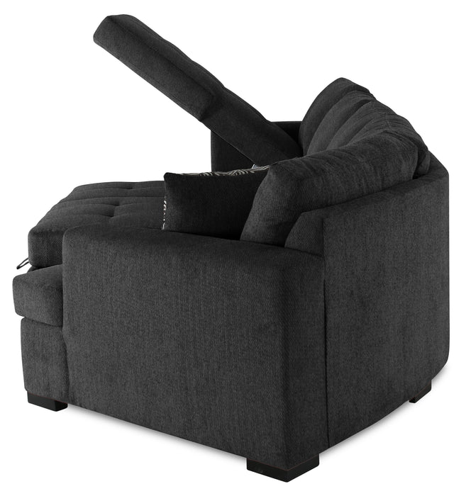 Made in Canada Legend 3-Piece Right-Facing Chenille Fabric Cuddler Sleeper Sectional with Chaise - Pepper Grey