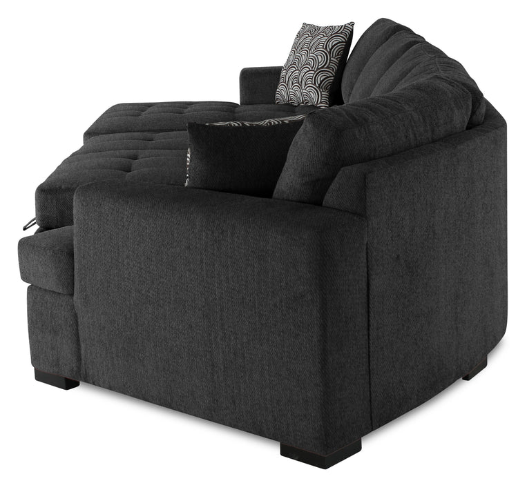 Made in Canada Legend 3-Piece Right-Facing Chenille Fabric Cuddler Sleeper Sectional with Chaise - Pepper Grey