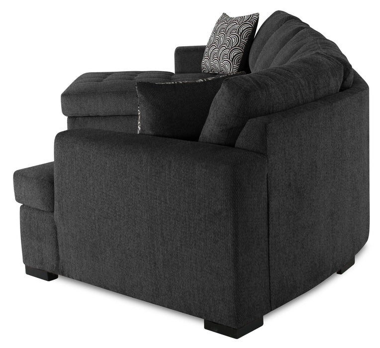 Made in Canada Legend 3-Piece Right-Facing Chenille Fabric Cuddler Sleeper Sectional with Chaise - Pepper Grey