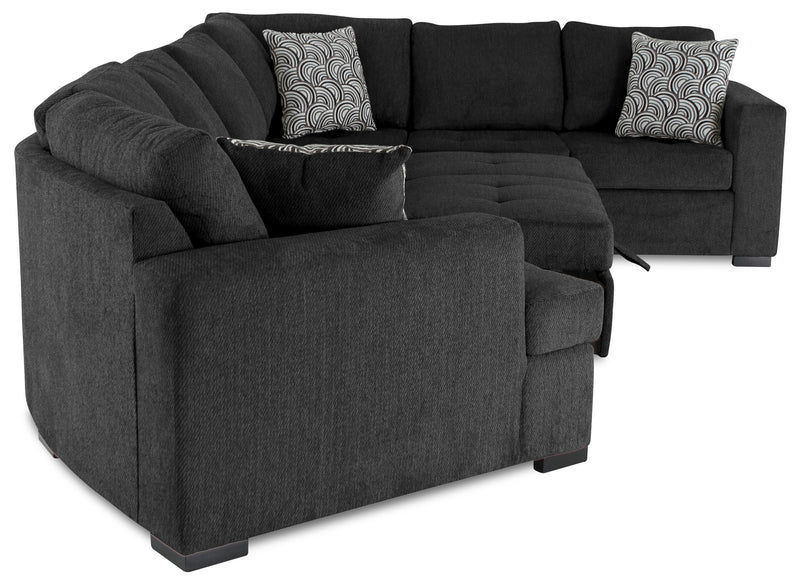 Made in Canada Legend 3-Piece Left-Facing Chenille Fabric Cuddler Sleeper Sectional - Pepper Grey