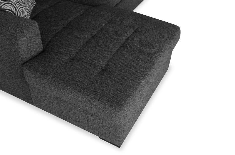 Made in Canada Legend 2-Piece Left-Facing Chenille Fabric Sleeper Sectional with Storage Chaise - Pepper Grey