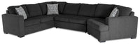 Made in Canada Legend 3-Piece Right-Facing Chenille Fabric Cuddler Sleeper Sectional - Pepper Grey 