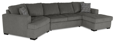 Made in Canada Legend 3-Piece Left-Facing Chenille Fabric Cuddler Sleeper Sectional with Chaise - Pewter Brown | Sofa-lit sectionnel enveloppant de gauche Legend 3 pièces fabriqué au Canada en tissu de chenille avec fauteuil long - brun étain