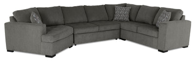 Made in Canada Legend 4-Piece Left-Facing Chenille Fabric Cuddler Sleeper Sectional with Chaise - Pewter Brown | Sofa-lit sectionnel enveloppant de gauche Legend 4 pièces fabriqué au Canada en tissu de chenille avec fauteuil long - brun étain